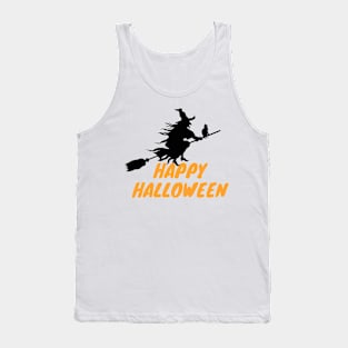 Happy Halloween Witch On Broom Tank Top